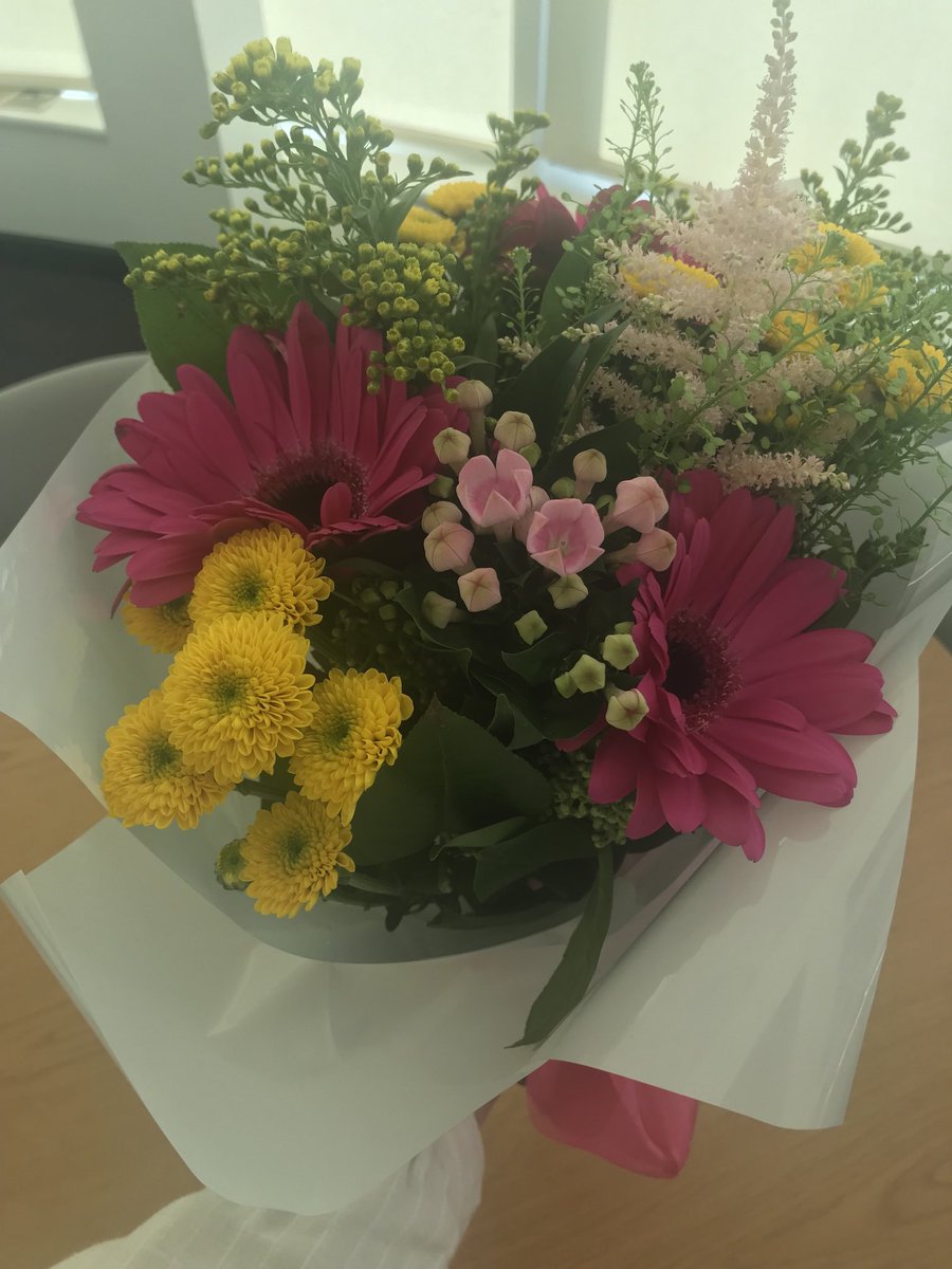 HGS_LearnSup's tweet photo. A beautiful surprise bouquet arrived today.  One of our amazing HLTA’s - nominated by a parent for an award for having a phenomenal impact on her daughters school attendance and progress over the last academic year ⁦@HarrogateGS⁩ Very proud of our LS team 👏 https://t.co/puUz4Gmr15