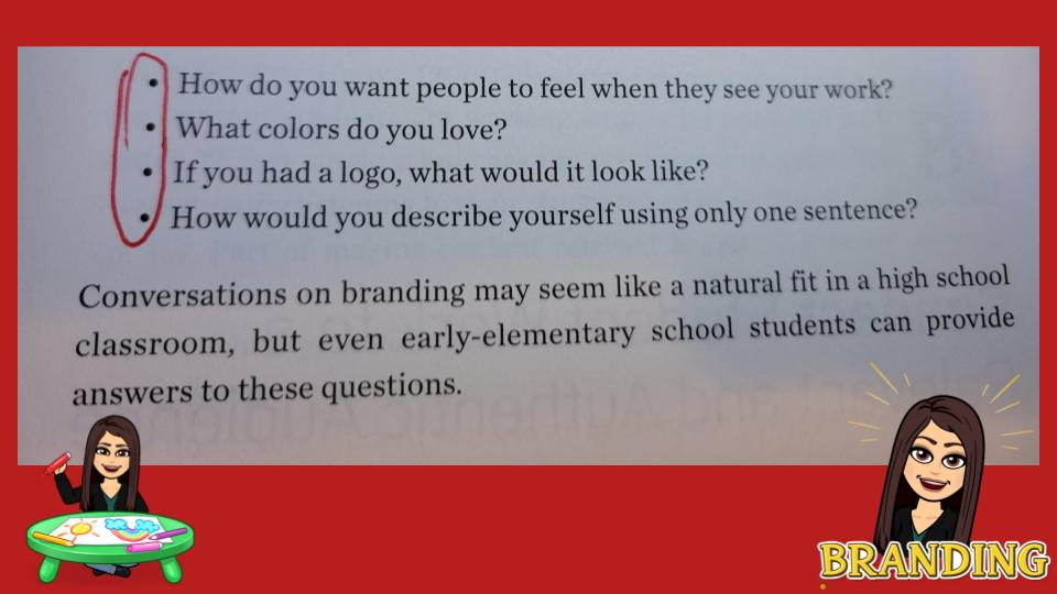 CHUHScience's tweet image. Questions to ask your students to help them develop their own brand. #EdTechEssentials #BookSnap @CHUHTeachLearn