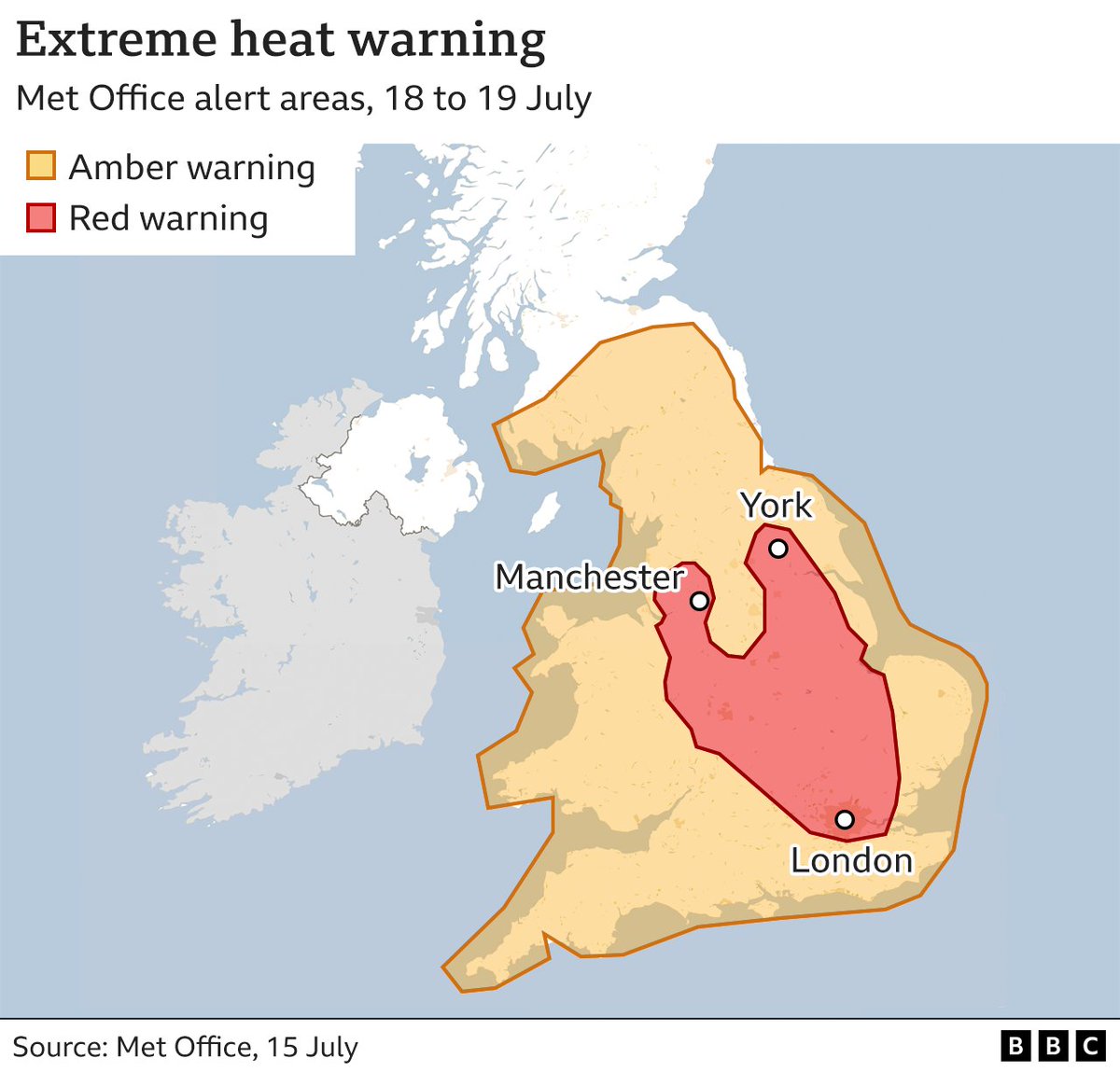 This heatwave map shows the long-lasting power of geology: two “prongs” of heat in low-lying basins either side of the Pennines/Peak District antiform.