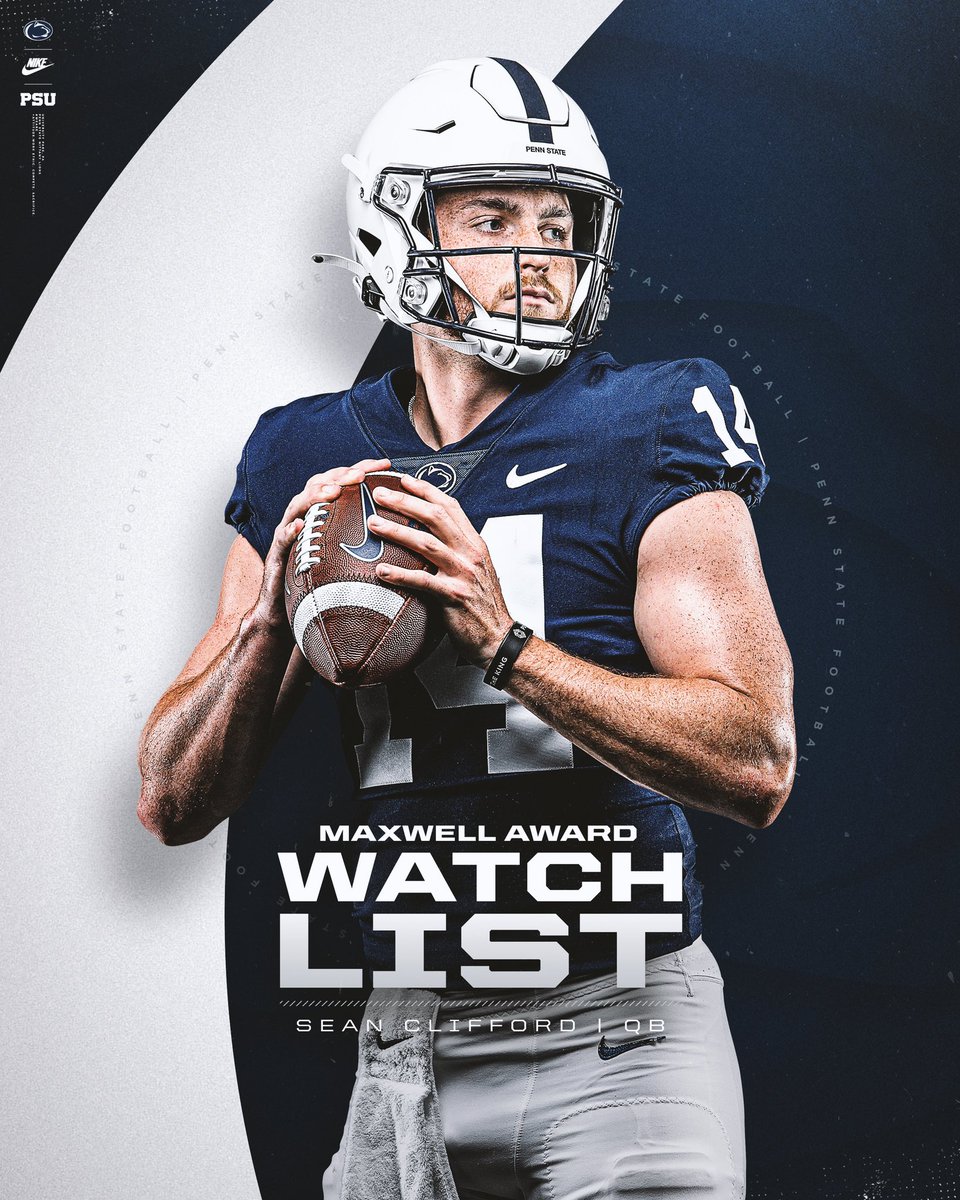 PennStateFball's tweet photo. Cliff 🤝 Maxwell Award Watch List

#WeAre | @SeanCliff14 https://t.co/j19dYjb2iP