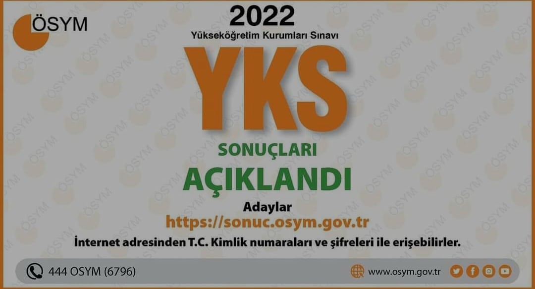 AnadoluTonya's tweet photo. 📢 18-19 Haziran 2022 tarihlerinde gerçekleştirilen Yükseköğretim Kurumları Sınavı (2022-YKS) sonuçları açıklandı.Sonuçlara https://t.co/4QScYdMTXP internet sayfasından ulaşabilirsiniz.

Sonuçların öğrencilerimize ve ailelerine hayırlı olmasını dileriz.

 #yks2022 https://t.co/b4n0YLthBi