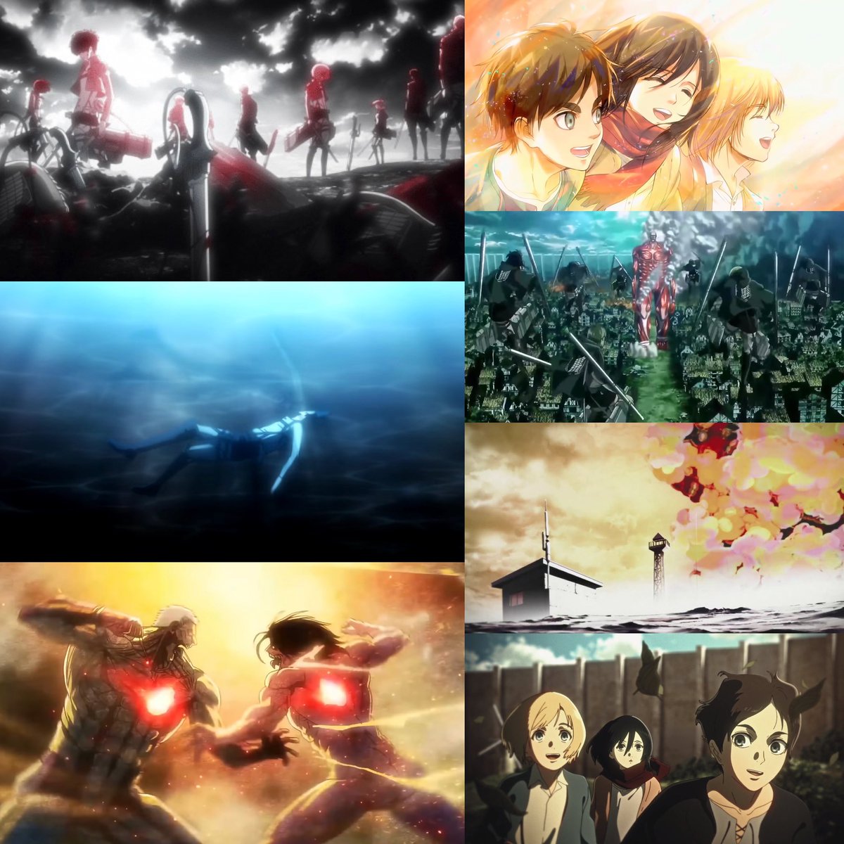 twoshellz's tweet photo. Attack on Titan really went 7/7 on anime openings https://t.co/eW8hKEA5OX