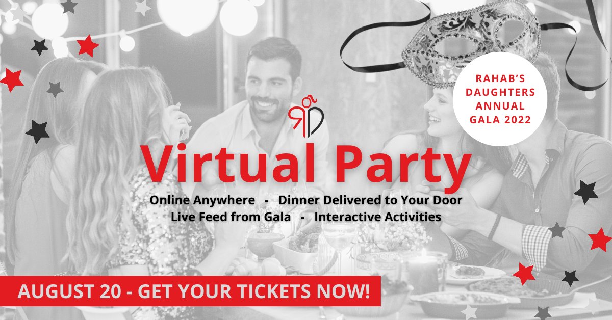 Did you know you can attend our Annual Gala virtually? Invite your friends and family over, and stream and interact live with those in the ballroom! 

Learn more here: rahabsdaughters.org/2022-gala/

#gala #hybridevents #chicago #schaumburg #fundraiser #charity #nonprofit