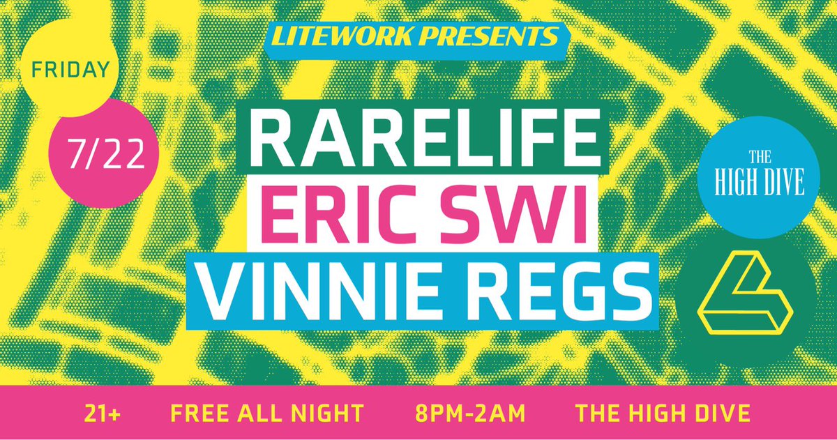 LiteWorkDET's tweet image. Friday!

#Rarelife
#EricSwi
@vinnieregs 

The High Dive
7/22

Free all night
21+
Doors at 8

#Detroit #LiteWorkDET #LiteWork #HighDive #House #HouseMusic