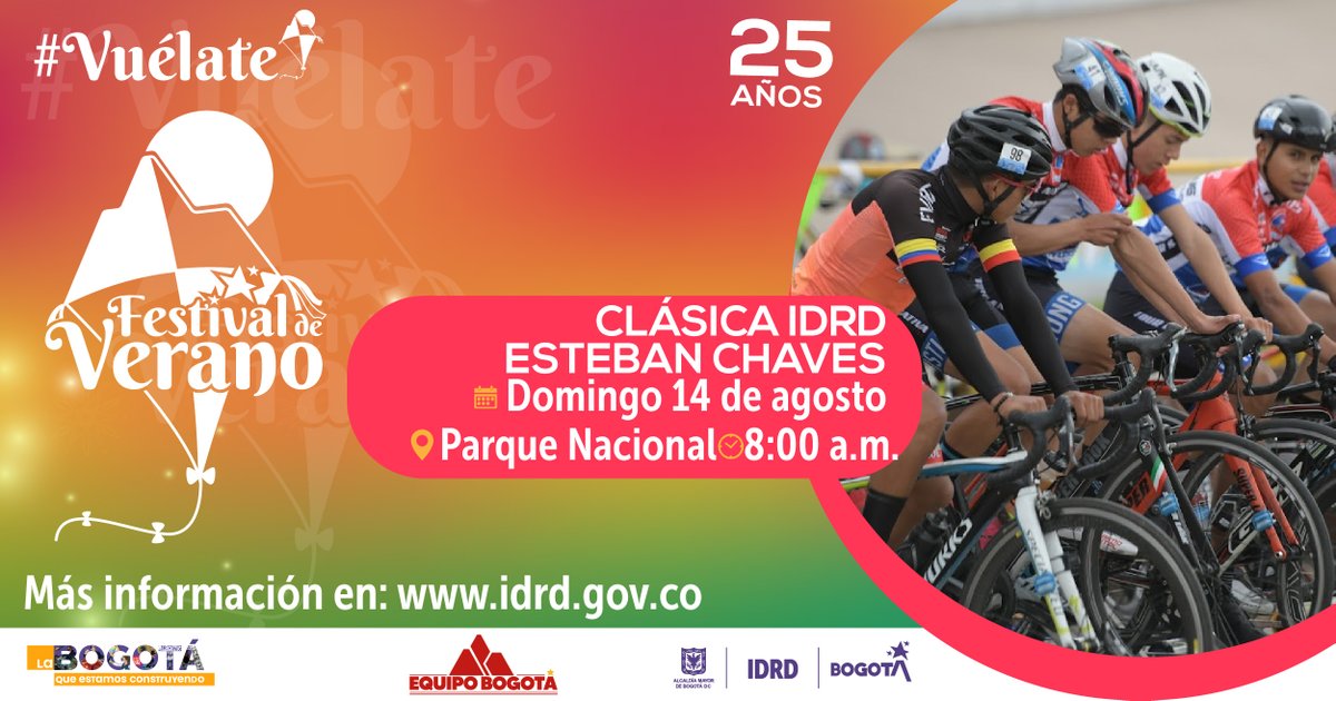 🪁🫶🏼 ¡Volemos juntos porque así somos más fuertes! Bogotá 💛❤️ se convierte en el circuito ideal para esta competencia en dos ruedas 🚴🏻 con la Fundación Esteban Chaves @estecharu. Ven y acompáñanos #Vuélate Más información en idrd.gov.co