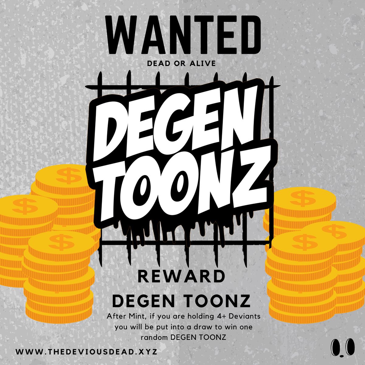 Yes you are seeing it right... We'll be giving away a <a href="/DegenToonz/">Degen Toonz</a> NFT to a random holder that is holding 4 or more Deviants! (Straight after mint)
