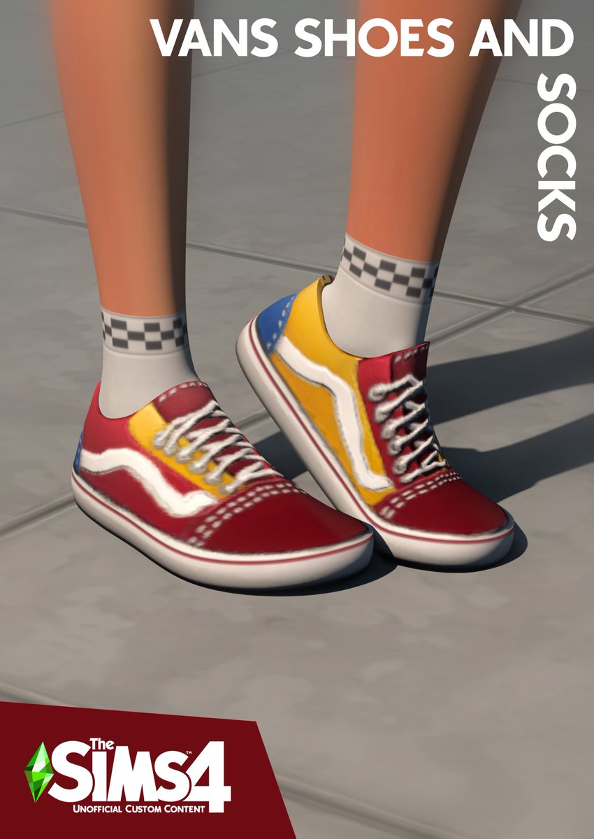 littledica's tweet photo. CC Shopping time! Get your sims a pair of (not so) shiny new shoes with these Vans Old Skools for #TheSims4 ! Available NOW on my Patreon page on the $3 Early Bird Tier! Free on the 28th of July, right in time for your teens to rock these in High School 😎 https://t.co/BRROdDdZbJ https://t.co/tdeBooJhUU