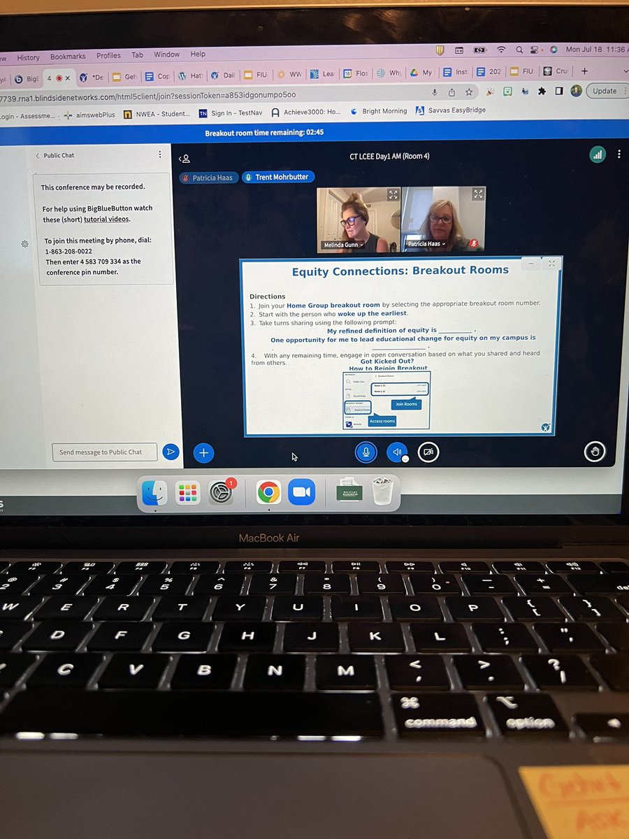 Our CoP discussing definitions of equity. Shout out to <a href="/MohrbutterDr/">Dr. Trent Mohrbutter</a> for popping into our breakout room! #AVID4Possibility