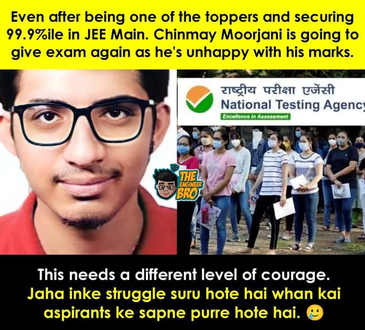 enoughadarsh's tweet photo. He unhappy with 99.9% marks in JEE main. And I can't believe it he going to given exam again because he unhappy with his marks 😒🔥👍. https://t.co/UO0qpVg7SP