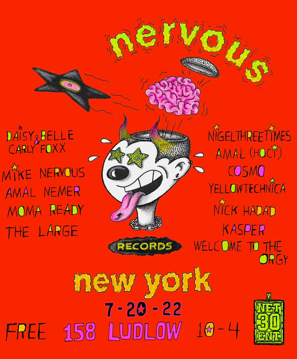 Playing with @NERVOUSRECORDS with the homies @_amal301 @NIGELTHREETIMES @yellowtechnica this Wednesday at pianos lol would you look at that, a mid week gig 🤭