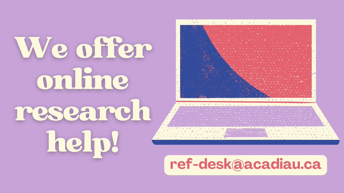 acadialibrary's tweet photo. Have questions about finding or citing sources? Email ref-desk@acadiau.ca to get research help from a librarian at the Acadia Library! @AcadiaU @acadiastudents #acadialibrary https://t.co/HutU1YEgzK