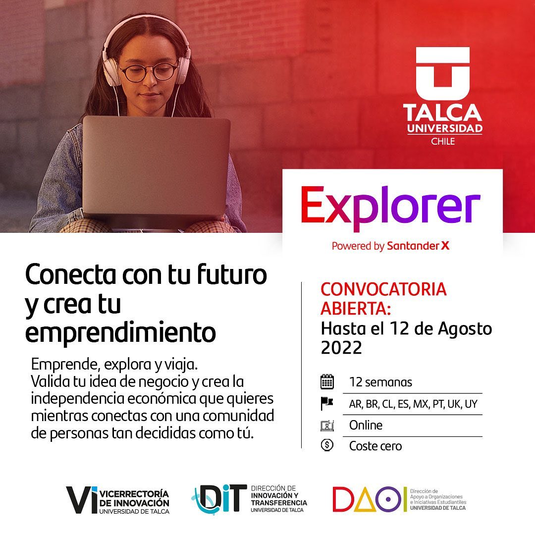¡Explorer es un programa de pre-incubación que te ayuda a validar tu idea de negocio sostenible o tu proyecto investigador… y a crear la independencia económica que buscas!

¡Plazas limitadas! Apúntate antes del 11 de agosto en link.explorerbyx.org/Hj2i
