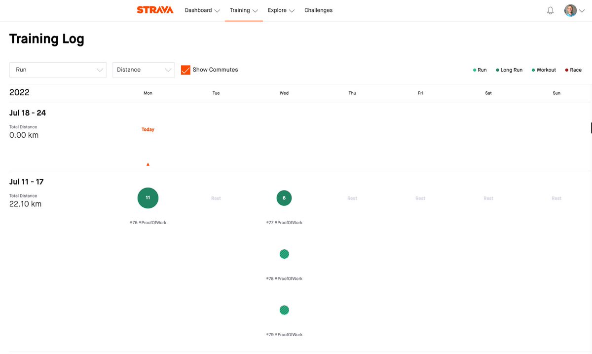 RunningForBTC's tweet photo. Max #BTC price sets the distance I run |
week#27 $22.1k/1BTC = 22.1km in week#28
... mission accomplished #RunningForBitcoin #BTC #Runner #Bitcoin #running #strava https://t.co/TGbNNpW4co