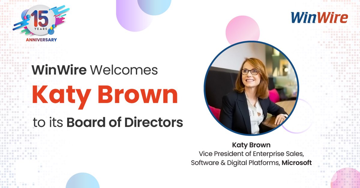 I’m thrilled to announce that Katy Brown, VP – Enterprise Sales at <a href="/Microsoft/">Microsoft</a> has joined WinWire’s #BoardofDirectors. Katy brings a wealth of industry knowledge, strategic thinking, and business acumen to our Board.

prn.to/3aI7lmt 
#MSPartner  #Purposedrivendigital