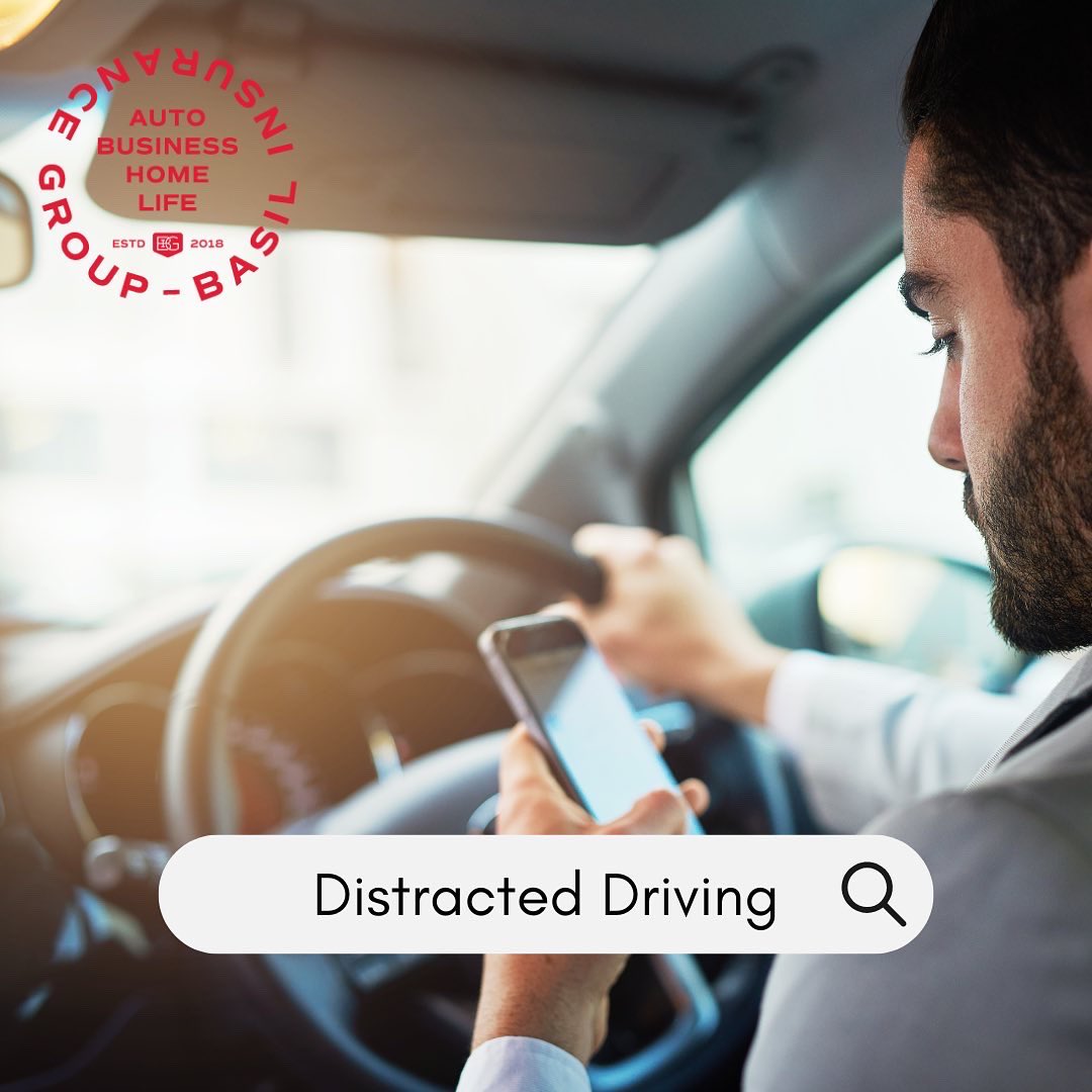 basilinsurance's tweet photo. Distracted driving accounts for nearly 40% of all traffic accidents. It is important to always prioritize focused driving when behind the wheel- it may even save a life! 

See Basil Insurance Group’s full post on Instagram and Facebook for more information.#protectedBIG #getBIG https://t.co/Bgev4dsNQ2