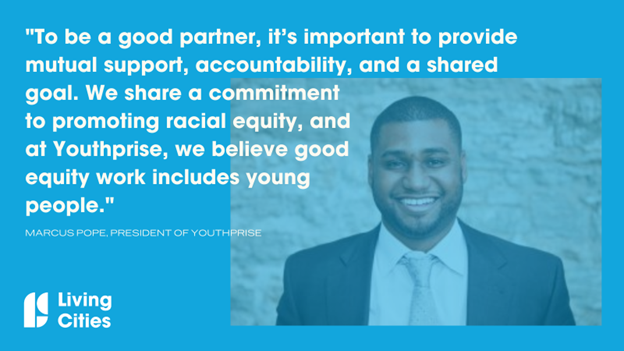 In this interview, Marcus Pope of <a href="/Youthprise/">Youthprise</a> shares what it looks like to authentically center youth in conversations about closing the racial wealth gap. bit.ly/3cqetE8