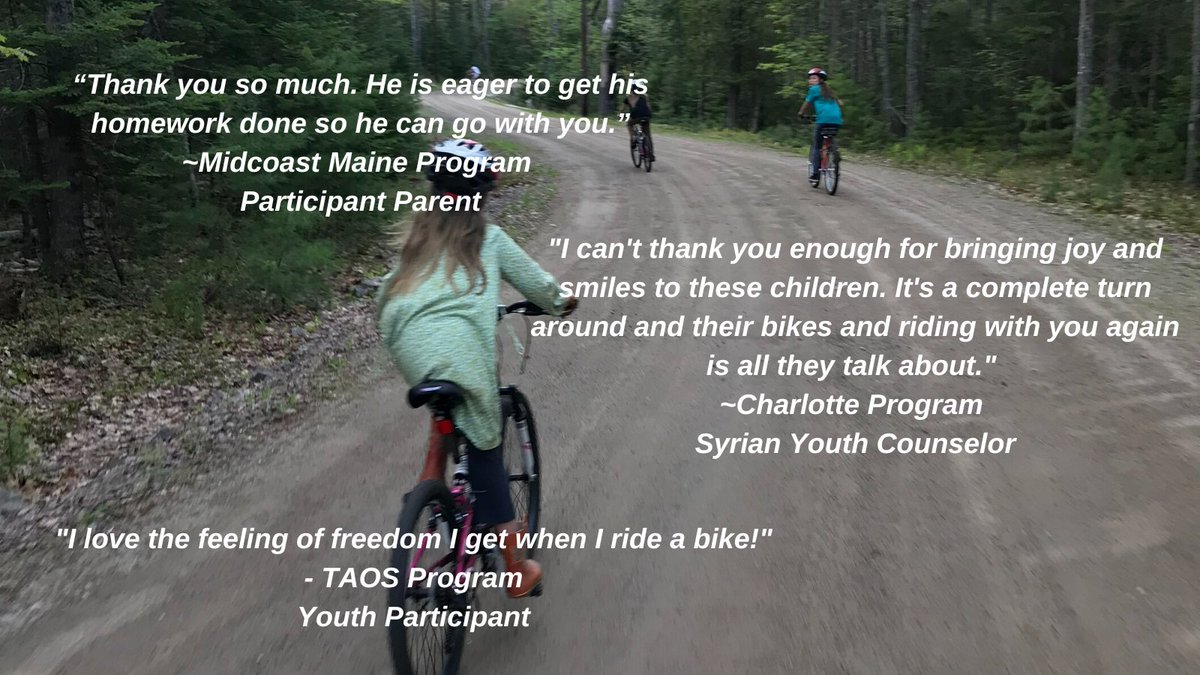 tripsforkids's tweet photo. Please help us place our resources and programs into communities across the country so we can help more leaders connect youth to the outdoors through our transformative tool, the bicycle.

Give to our Community Thrives Campaign today at https://t.co/lg9EW1mU65 https://t.co/4tUOdQUYqp