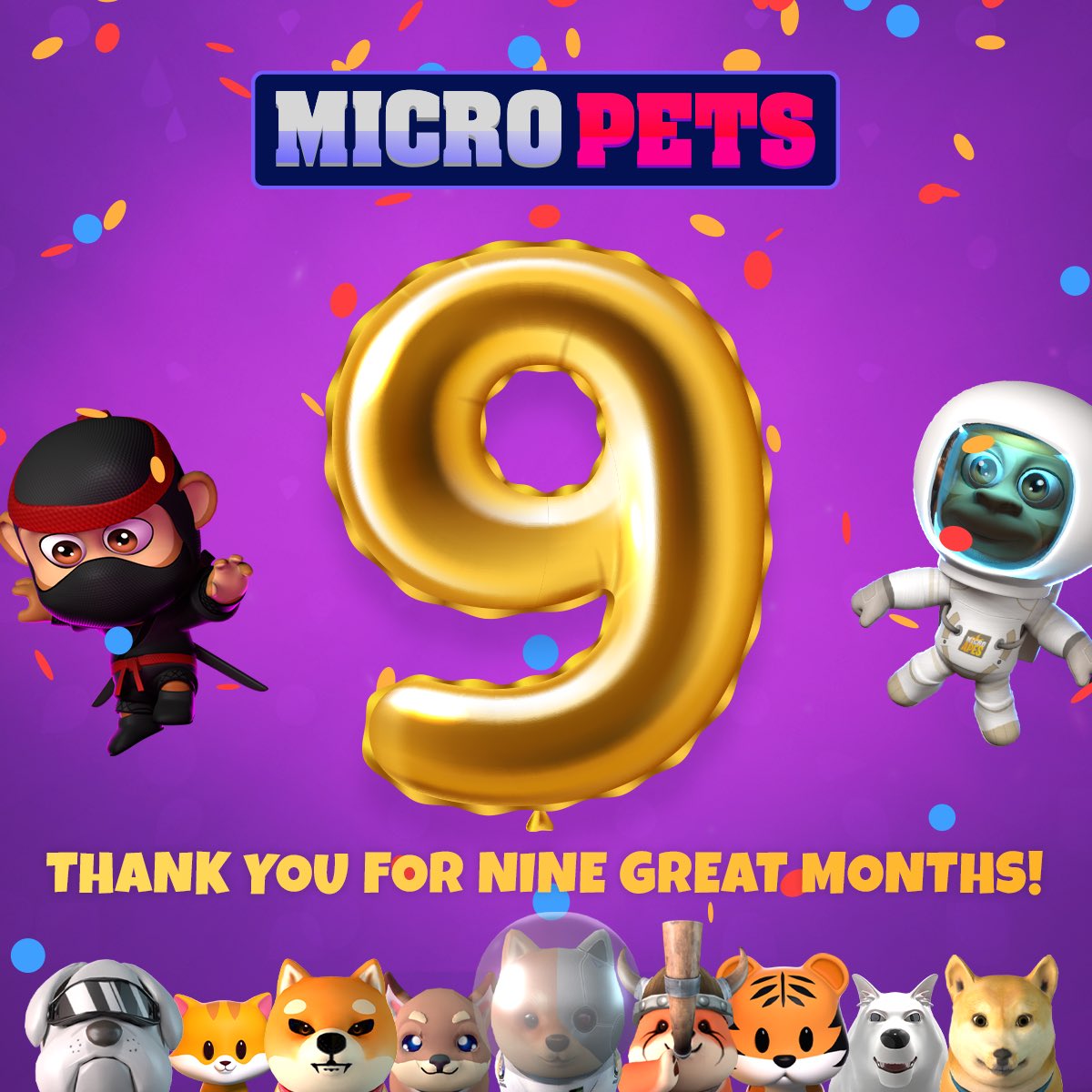 MicroPets_io's tweet photo. Congratulations to the #MicroPets community for hitting this amazing milestone!

We couldn’t have been more proud. 

We truly have the best community in the #Cryptocurency world, and we recognize it and appreciate you all for it.

Happy 9 months $PETS 

#MicroPetsRunner #PETS2D https://t.co/kgd7q8ciTb