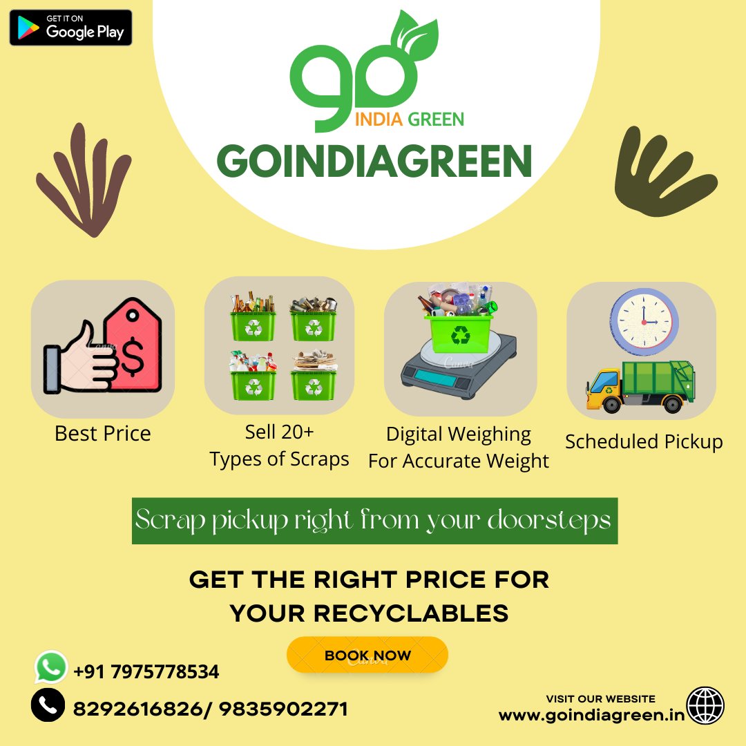 GoIndiaGreen1's tweet photo. If you are fond of tidiness or want to get all scrap out of your home, we’ve put together best services to help you out. Also, our team will pickup any 20+ types of scraps from your doorsteps and in exchange you can get the right price  easily! https://t.co/wdSd5u7GfR