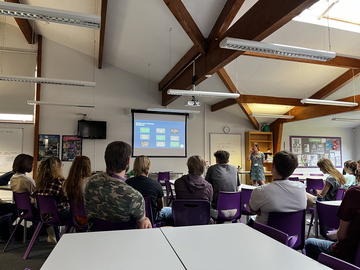 Thankyou Sue from <a href="/UniofBath/">University of Bath</a> for spending the morning with our Year 12 students discussing, advising and guiding them on everything for their Personal Statements. Some great work even in this heat!! <a href="/HonitonCC/">HCC</a>