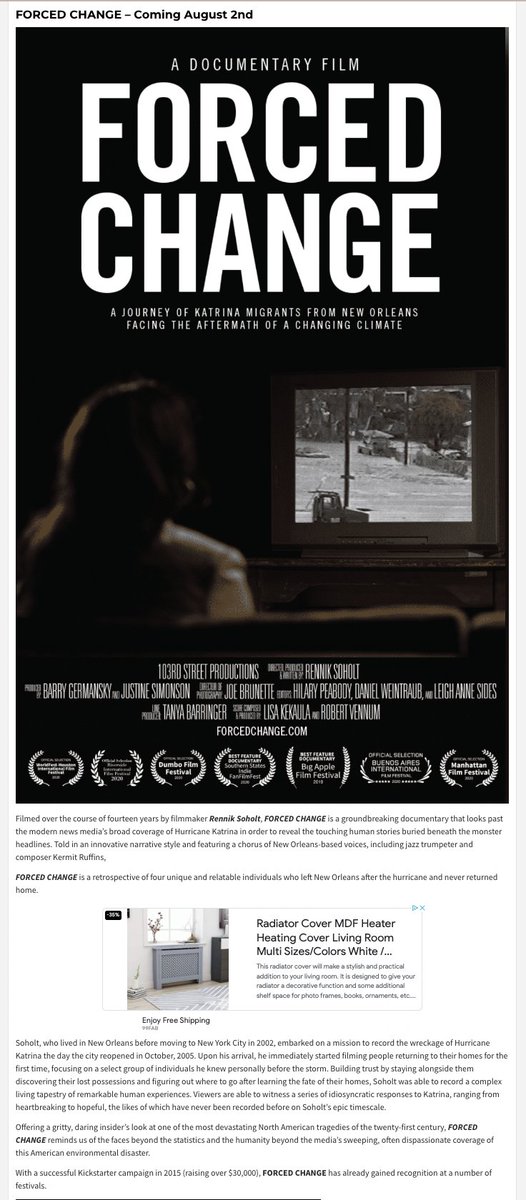 ForcedChangeDoc's tweet image. Forced Change released date: Aug 2, 2022 @Week99er @LouisianaTravel #NYTimes @latimes @wwoz_neworleans @KermitRuffins #hurricanekatrina #documentary #katrinaanniversary #neworleans #music #climatechange #climatecrisis
week99er.com/new/weekly-ent…