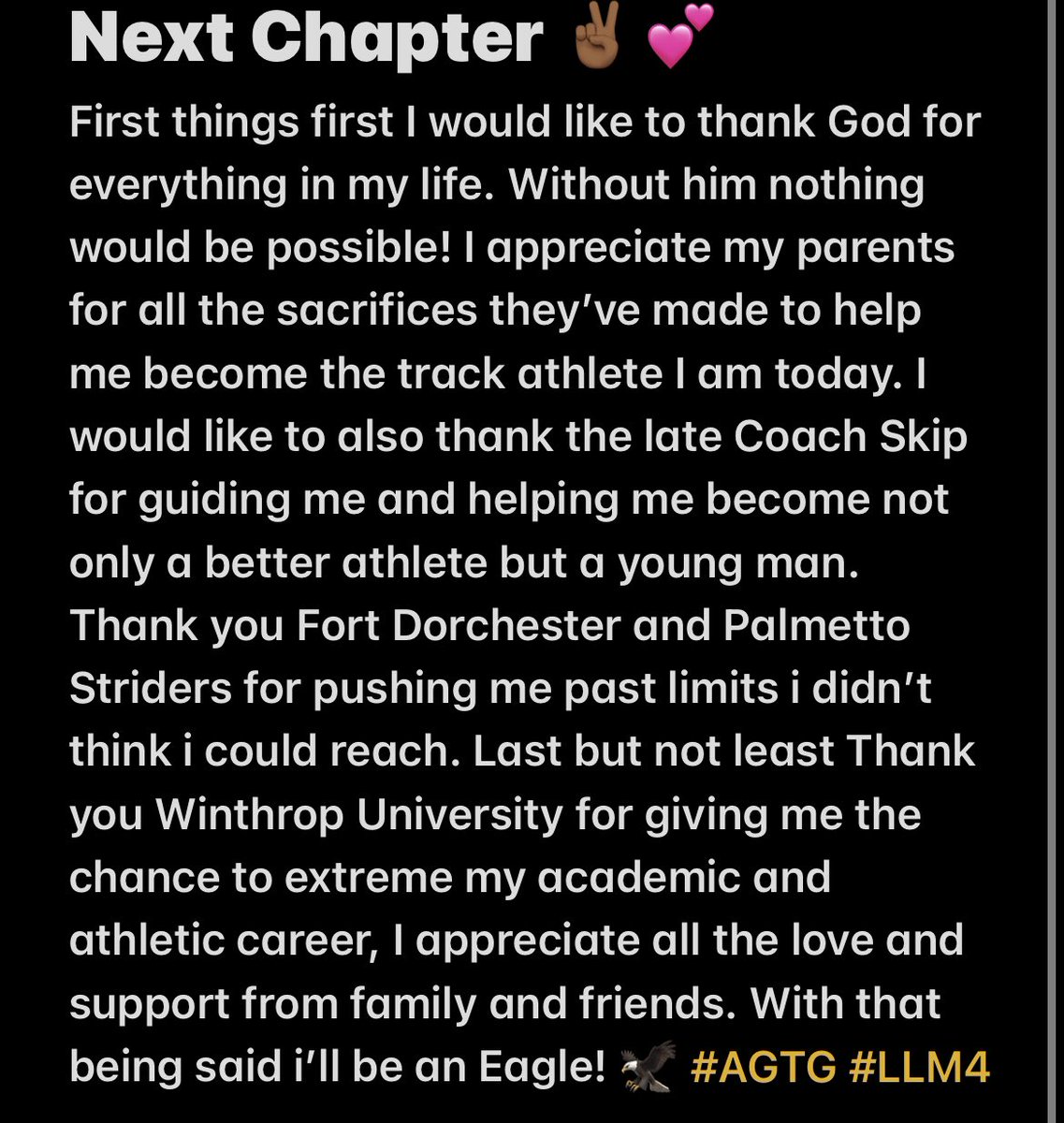 KendrickPulliam's tweet photo. Phase 2 💕 110% Committed 🦅 @WinthropTrackXC https://t.co/2xIU214tzE