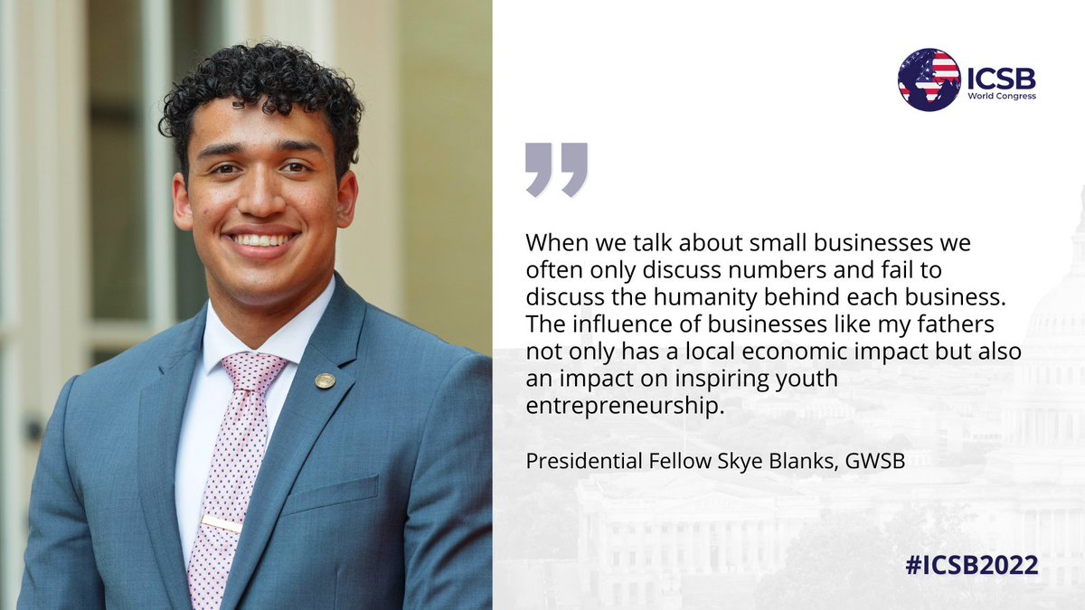 ICSB's tweet photo. .@SkyeBlanks’ Congressional testimony reflects on the impact his father’s entrepreneurial spirit had on himself, the NJ economy, &amp; inspiring youth entrepreneurship.

Youth entrepreneurship depends on inclusive economic systems &amp; we must ensure humanity remains in consideration. https://t.co/mMvMbgrcTH