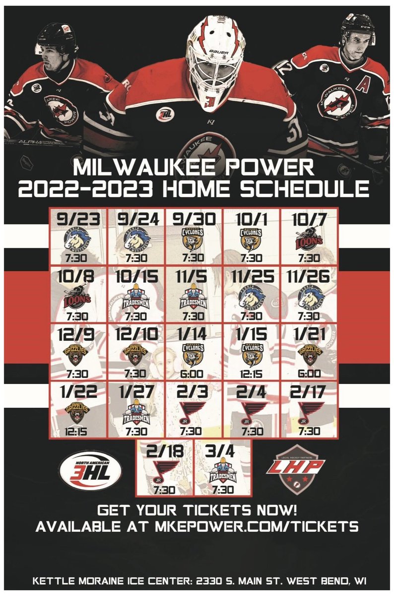 westbendpower's tweet photo. The 2022-2023 Home Schedule for your Milwaukee Power!

Buy tickets now at https://t.co/qcHHiA1b9s

#PowerSurge https://t.co/X06LdlcOrk