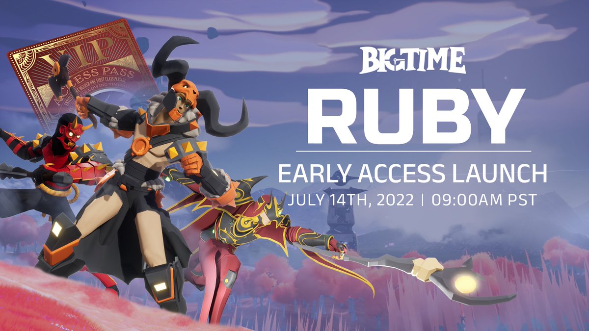 TitanRune's tweet image. Everyone it&apos;s official! @playbigtime has announced Ruby launch! If you haven&apos;t already go to twitch.tv/Bigtimestudios for your chance to gain this access! #BigTimePartner