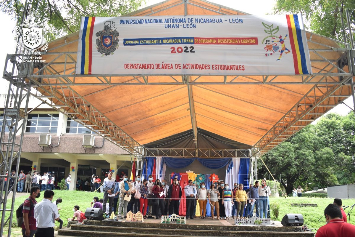 unanleon's tweet photo. La Bicentenaria UNAN León, a través del Area de Actividades Estudiantiles desarrolló la "Jornada Estudiantil: Nicaragua tierra de soberanía, Resistencia y Libertad 2022." #BicentenariaUNANLeón #VidaEstudiantil #UNANLeón #ActividadesEstudiantiles https://t.co/d4atwPtztp