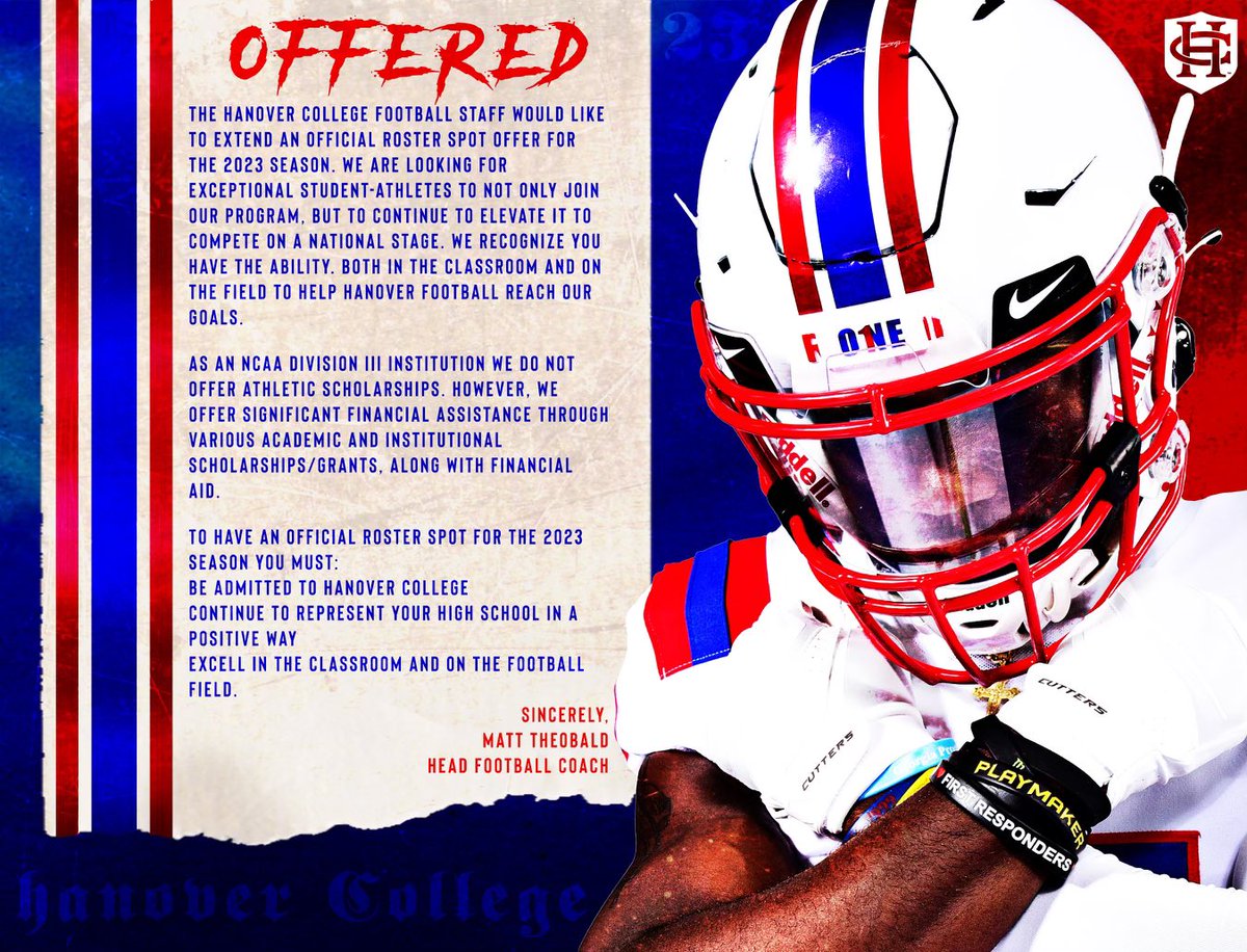 Thank you  <a href="/ChaseBurton02/">Chase Burton</a> for an offer to play at <a href="/HanoverCollege/">Hanover College</a>.  <a href="/HanoverFTBL/">Hanover Football</a>