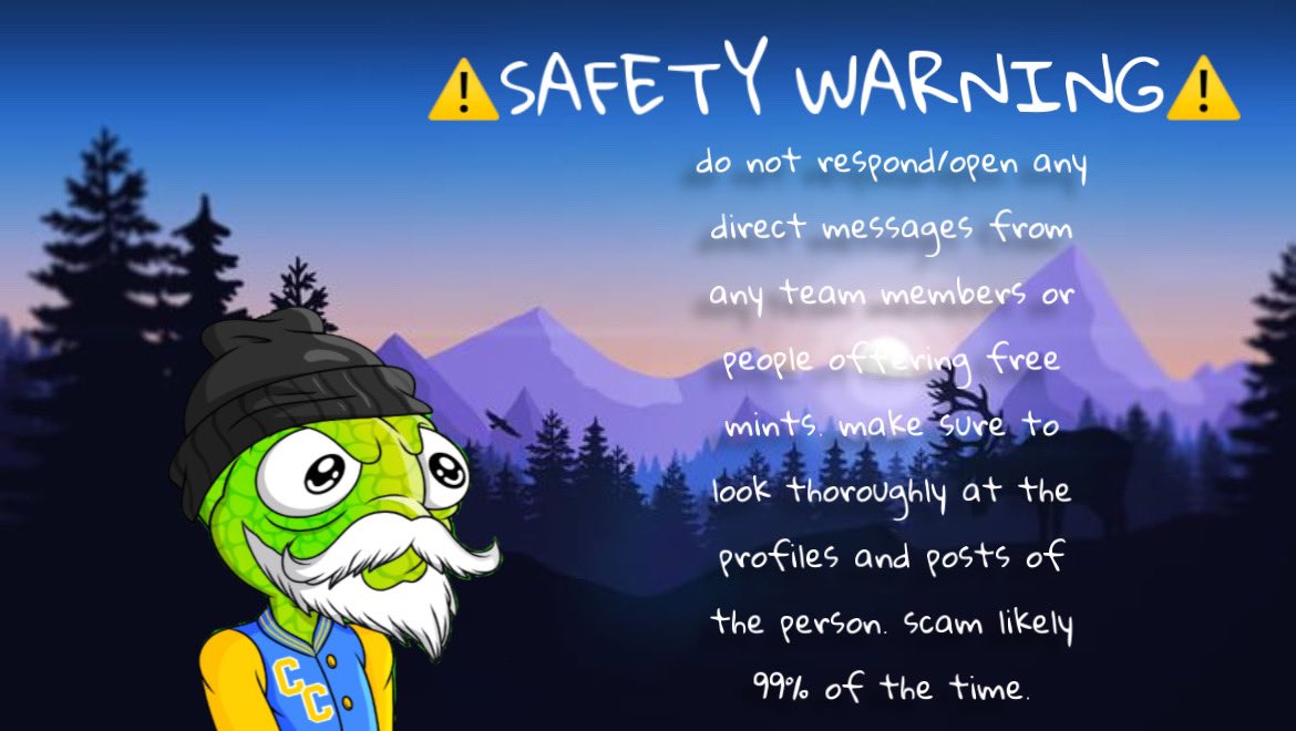 ⚠️WARNING⚠️
Keep your head on a swivel with dms and e-mails. Many are scam-likely and are trying to steal your NFTs. Be safe and have fun at #NFTAZ #CHAMFAM