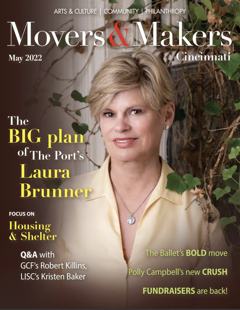 CincinnatiPort's tweet photo. #icymi Our President & CEO, @LauraNBrunner, was recently featured on the cover of @moversmakerscin. Learn how she plans to make her vision for an equitable Cincinnati region a reality at https://t.co/UTSjIDwZT2 #moversandmakers #ThePortImpact https://t.co/QvKI3N3IkU