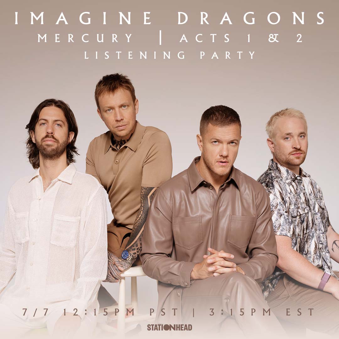 Join us Thursday at 12:15pm PT for a live listening party on @stationhead... We'll be talking about each of the tracks and answering your questions. 
ImagineDragons.lnk.to/stationhead