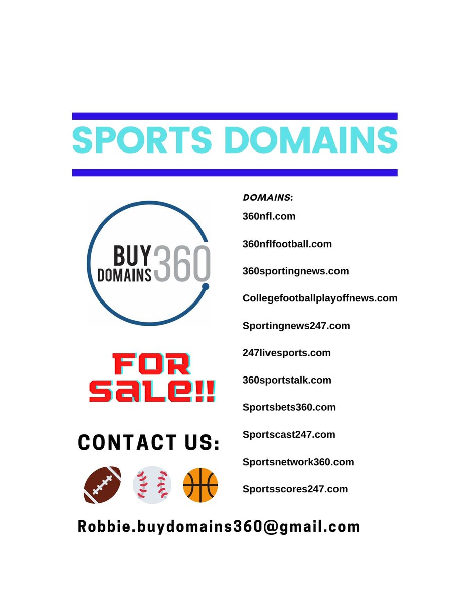 _BD360's tweet photo. Check Out Some of Our "Sports Domains" Available in The Inventory!

Contact: 
Robbie Alvarez
C: Text/ 832-833-9100
E: Robbie.BuyDomains360@gmail.com

#sportstech #nflfootball #bettingonline #domainsforsale #domainsales https://t.co/Ur7CqUTW3Q