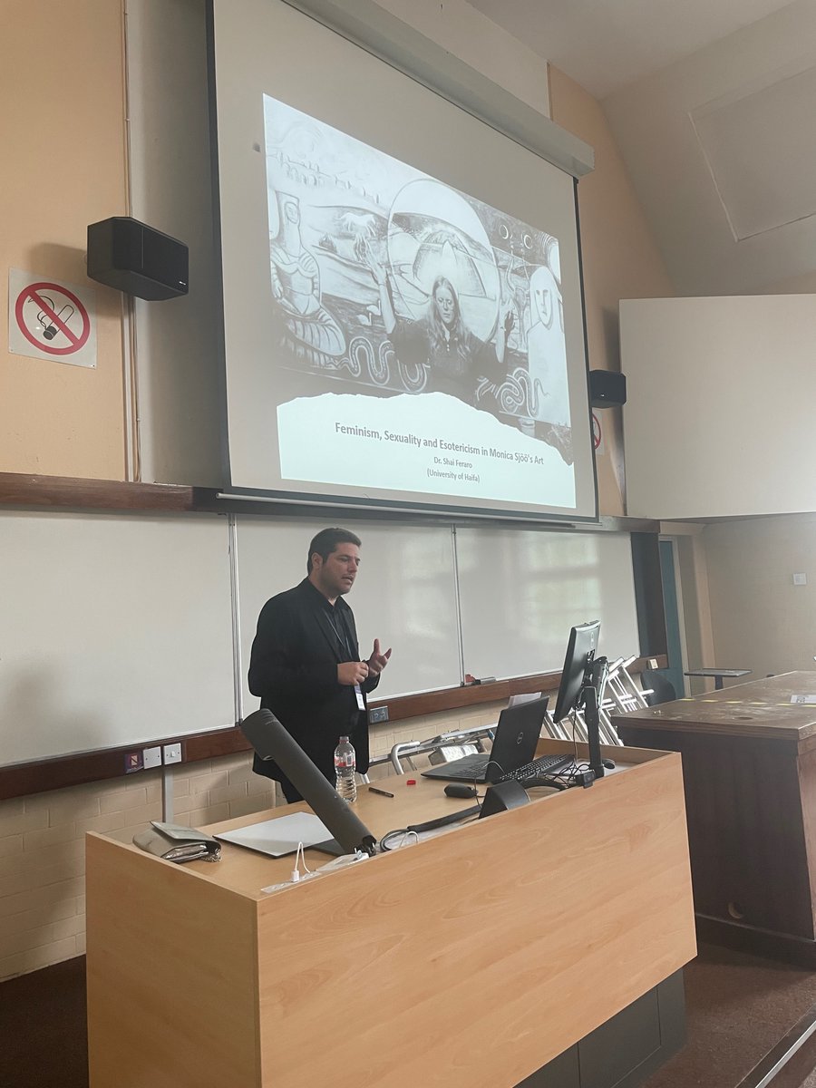 eso_gen's tweet photo. Shai Feraro (University of Haifa/Tel Hai College) speaking on feminism and sexuality in the art of Monica Sjöö. #esswe8 https://t.co/LwV75piIo2
