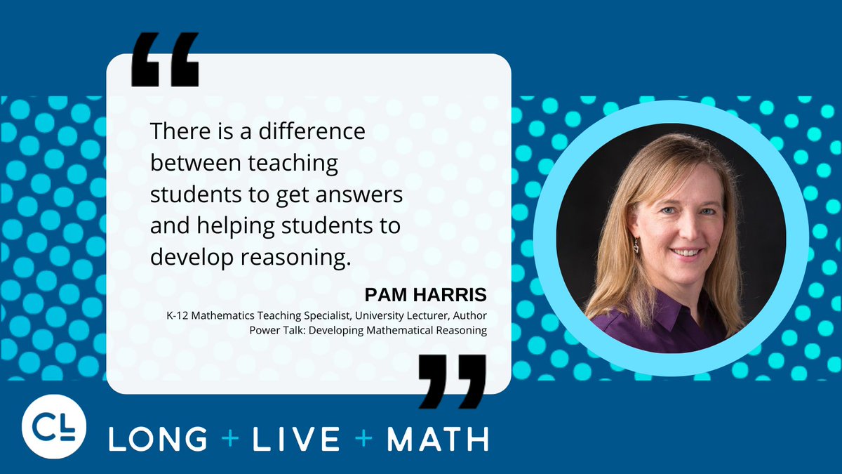 carnegielearn's tweet photo. The LONG + LIVE + MATH movement is all about building mathematical thinkers—not about getting the answers. Pam Harris said it best in today's Power Talk at The Texas Institute! #longlivemath https://t.co/Jf7TG3k1MM