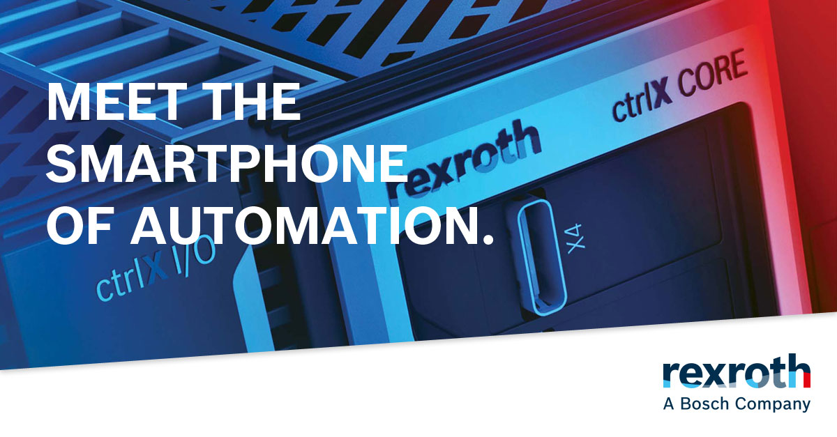 BoschRexrothCA's tweet photo. Automation that's as easy as using a smartphone. That's ctrlX AUTOMATION from #Rexroth. Moves your factory into the future with open standards, in-app programming technology and a comprehensive #IoTconnection. #ctrlxautomation Details at: https://t.co/tdj5JCu5cL https://t.co/h4Mqr9z6UJ