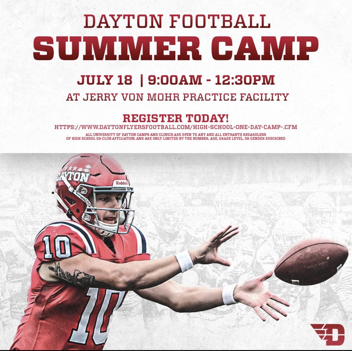 12 days away! Come camp with the Flyers….only 50 spots remaining! #GoFlyers ✈️