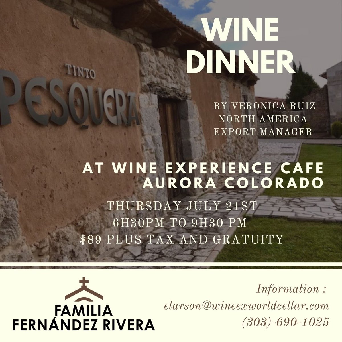 Wine dinner in Aurora Colorado 🇺🇸<a href="/BodegasFFR/">Familia Fernández Rivera</a> at @wine_experience_cafe <a href="/breakthru/">Ryan Rigby</a> beveragegroup <a href="/SpainFoodWineUS/">Foods & Wines From Spain US</a> <a href="/DORibera/">Ribera Del Duero</a> #winelovers #winetasting <a href="/FolioWine/">FolioWine</a> <a href="/LaMancha_Wines/">La Mancha Wines</a>
