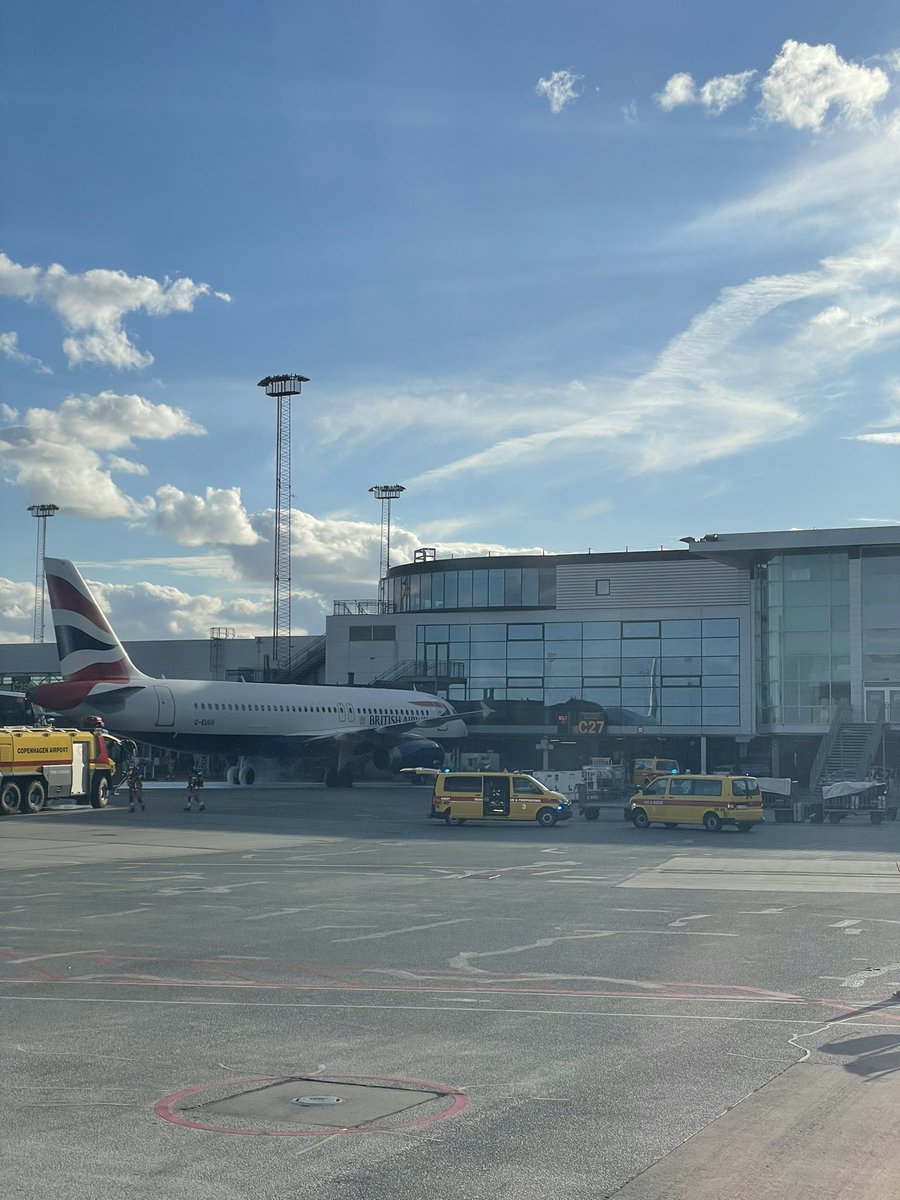 Looks like BA821 is on fire at Copenhagen Airport? #britishairways

Or perhaps just hot wheels?