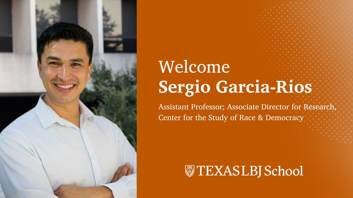 We’re thrilled to welcome Dr. Sergio Garcia-Rios, our newest faculty member!

His research focuses on the formation & transformation of #Latino identities, voter turnout, political participation, and immigration policy.

Learn more: https://t.co/z2jLPVYDd8 https://t.co/Uy6HYn7j7G