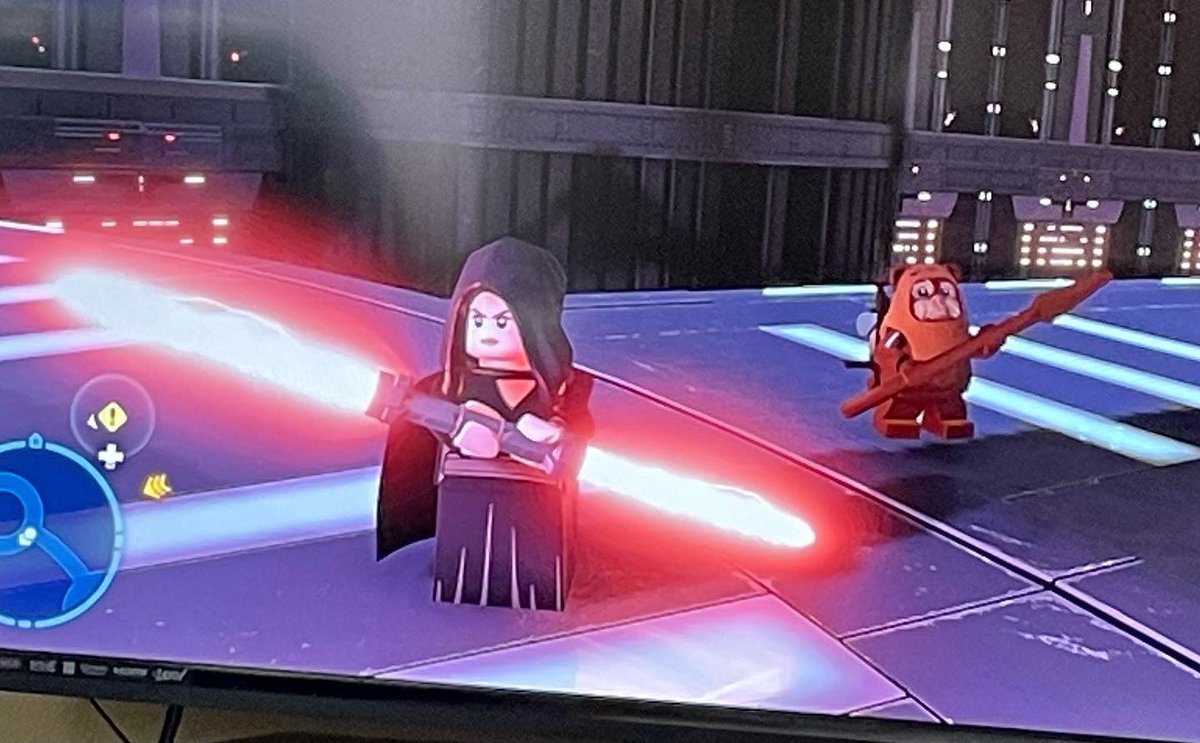 jediguybrarian's tweet photo. Finished first run thru of all #LEGO #StarWars movies on the game, so now trying the massive amount of “Free Play” adventures. Wow! So fun! Just had the powerful trio of #Yoda, #SithRey, & #Wicket take on the battle droids & #DarthMaul!😂 https://t.co/8cxAVdjmpF
