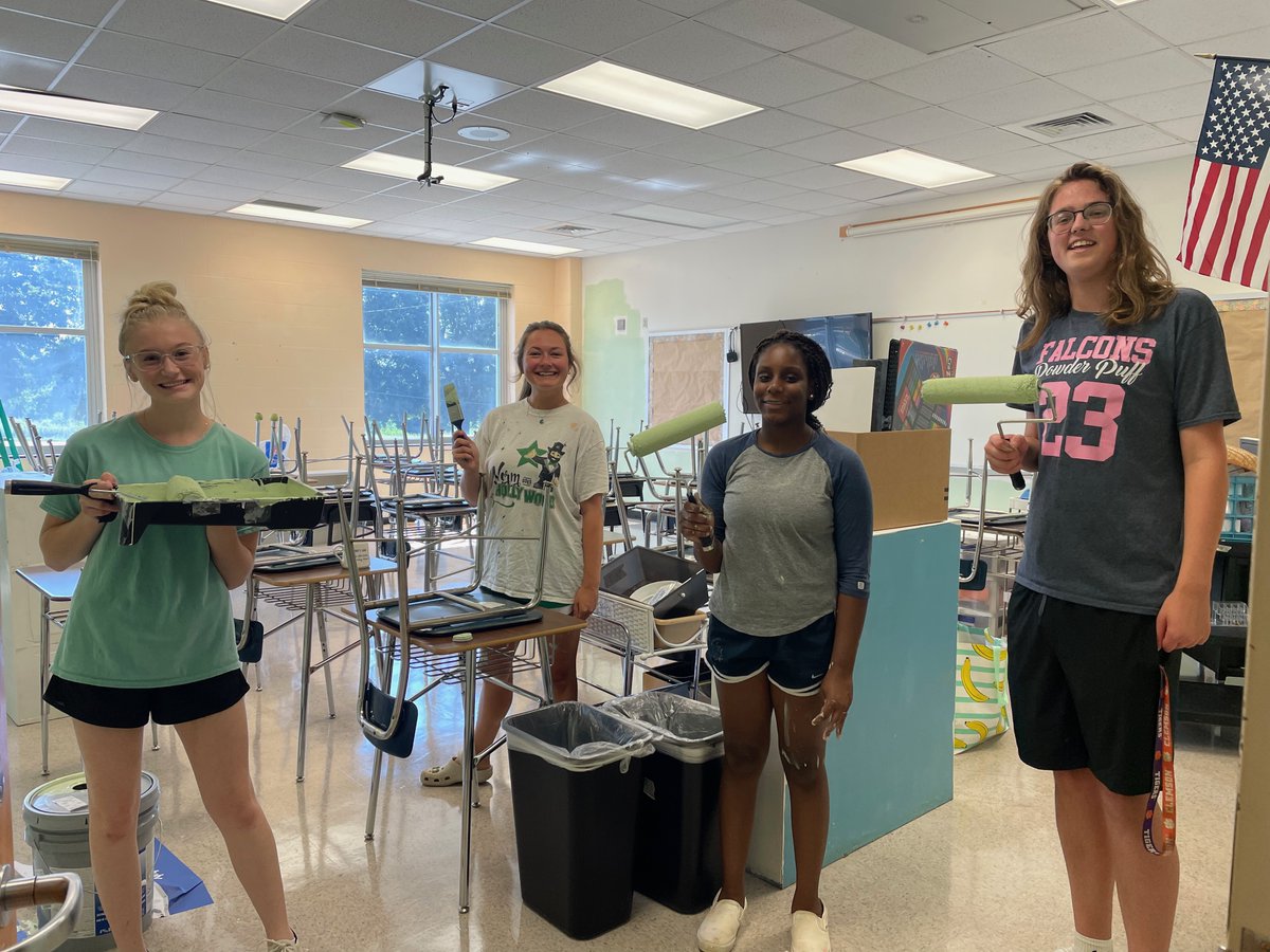 School may be out, but there's still work happening on campus! Thanks to three of our Crosby Scholars Rowan students for helping Mrs. Shepherd paint her room. #FalconFamily #TeamWR #WRHS #WestRoYouKnow