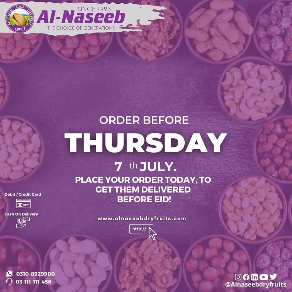 AlnaseebDF's tweet photo. Order Before Thursday ! 💯📢
🛒Happy online خریداری 💜🛍
Visit our Website : https://alnaseebdryfruits .com/
ORDER NOW : https://t.co/WkQnt8dQwy
For more information ⬇️
Customer Care: 03-111-111-456
Call Center: 03-111-111-456
#peanut #instasnacks #snackfood #pudding #snack https://t.co/N4FziOTTxx