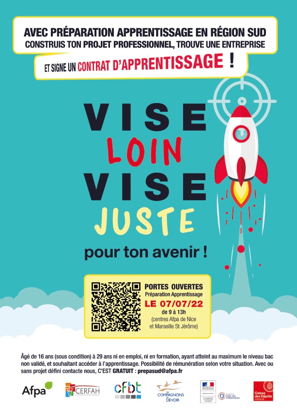 marionfabrice's tweet photo. [Rebondir] sur @bleuprovence 
J-1 Porte-ouverte pour découvrir la «préparation apprentissage» proposée dans @MaRegionSud par @AFPA_PACA
@cerfah
@les_compagnons
@adef_cfbt
RDV jeudi 7 juillet 9h-13h à 
#Afpa Marseille St-Jérôme
#Afpa Nice
promosud@afpa.fr 

https://t.co/lIGKpW7D8U https://t.co/BMznmh7izV