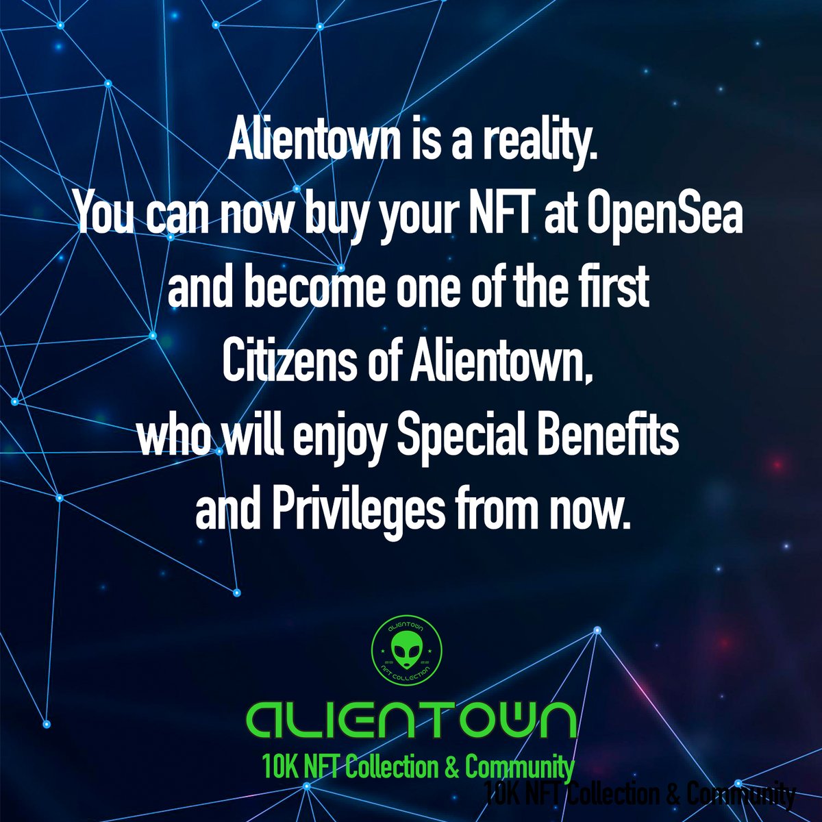 AlienTownnft's tweet photo. check the project at https://t.co/rtJvcpPnwk get your Alien at https://t.co/a9x9aJgAQ2 and be one of the first 1K members to enjoy special privileges 
#NFTs #OpenSeaNTF #PolygonNFTs https://t.co/RKB2W8gXdB