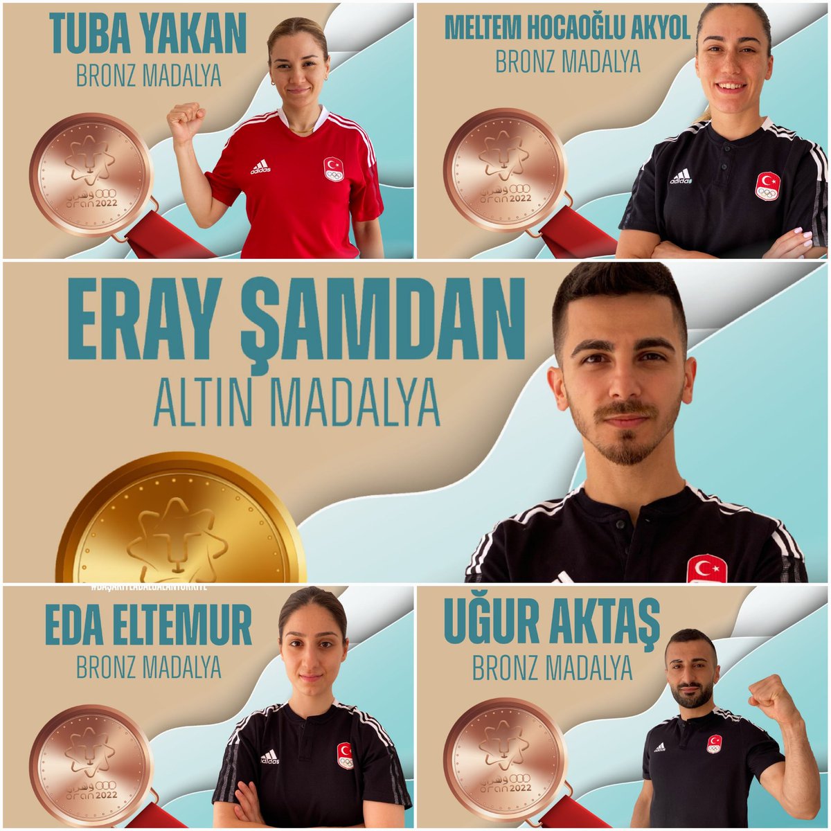 hamzayerlikaya's tweet photo. Akdeniz Oyunları/Karate Gurur Tablomuz🥋

🥇Eray Şamdan
🥉Tuba Yakan
🥉Eda Eltemur
🥉Meltem Hocaoğlu Akyol
🥉Uğur Aktaş 

@Karateturk Federasyonumuzu, yönetim kurulumuzu ve emeği geçen antrenörlerimizi kutluyorum. @AvAslanAbidUguz 

#Oran2022 🇹🇷 https://t.co/Ak0ywZVfTf