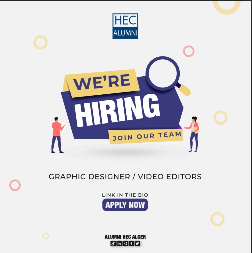 Alumni_hec's tweet photo. À VOS C.V ! 📣

Pour son département de communication, ALUMNI recrute des designers et filmmakers.👨‍💻👩‍💻

Saisissez votre chance et rejoignez-nous vite en cliquant sur le lien disponible en biographie.🤩

#ALUMNIHECAlger
#ALUMNIRecrute https://t.co/BRLV876ORe
