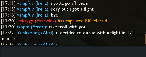 Livey_'s tweet photo. my top laner queued up with 17minutes to spare for his flight? https://t.co/IYOqAt9e9F